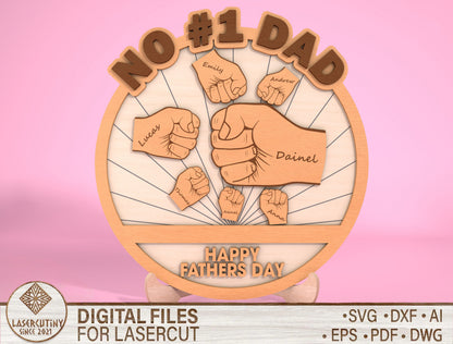Personalized No 1 Dad Sign SVG Laser Cut File for Glowforge