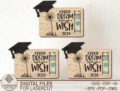Graduation Money Card SVG Laser Cut File for LightBurn and Glowforge