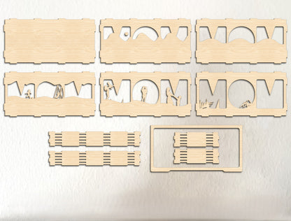 Mom and Son Layered Light Box Frame SVG for LightBurn and Glowforge