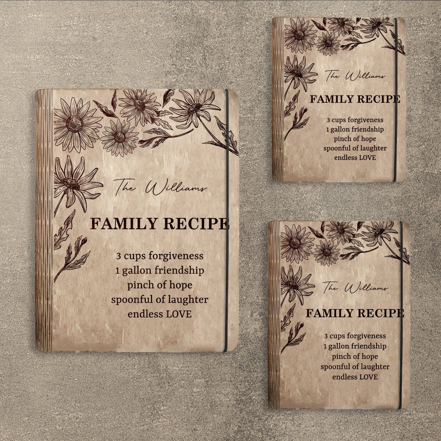 Floral Vintage Recipe Book SVG Cookbook Cover for LightBurn and xTool