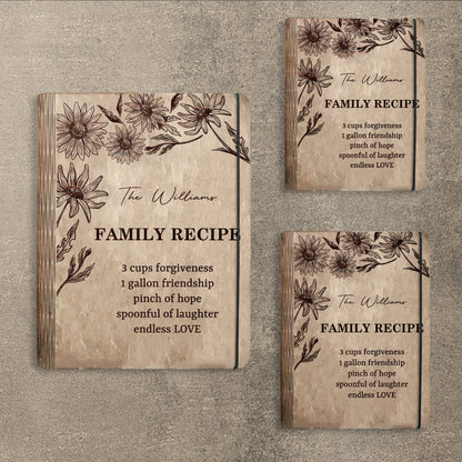 Floral Vintage Recipe Book SVG Cookbook Cover for LightBurn and xTool