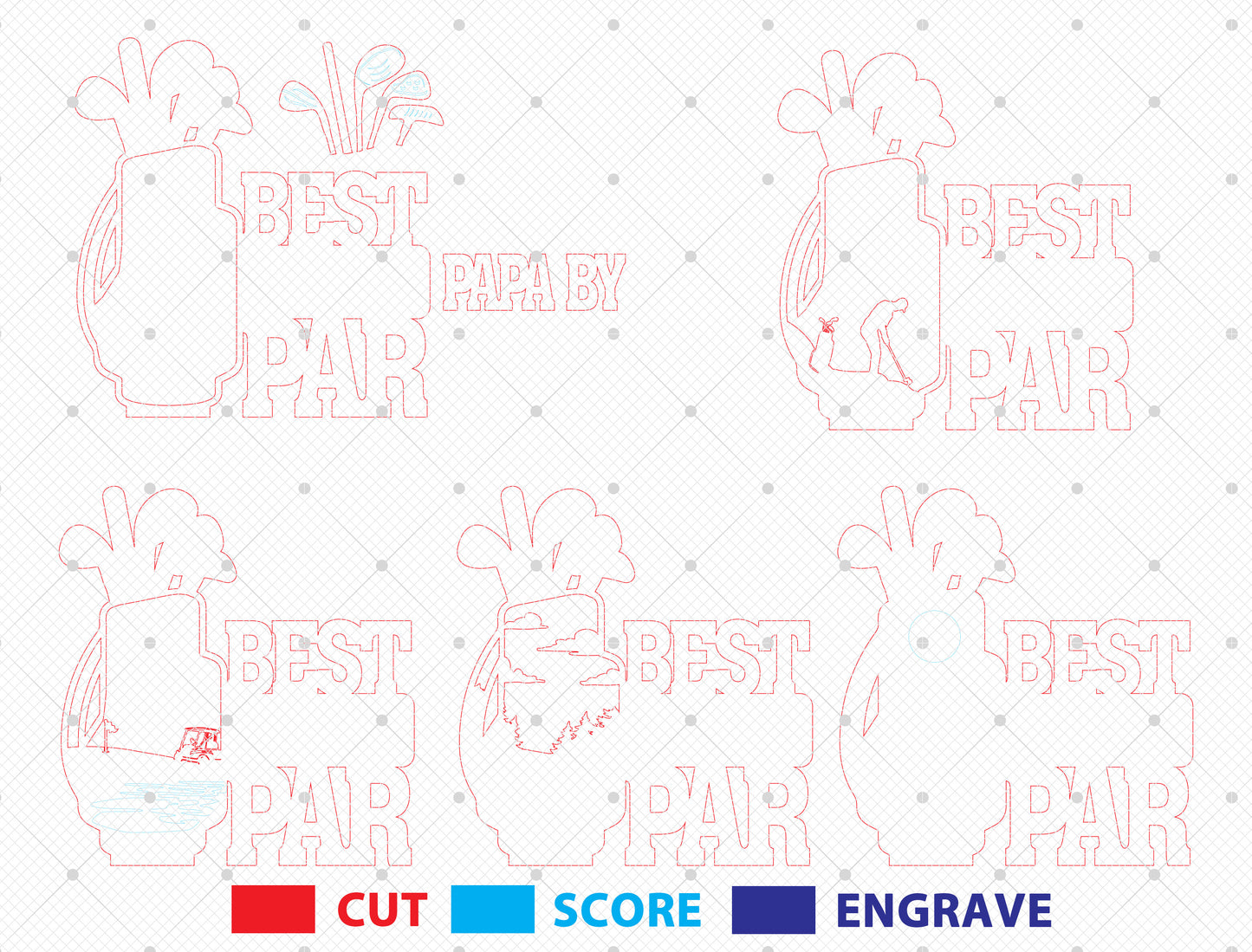 Best Papa By Par Laser Cut File | Golf Bag Decor | Layered Wooden Father’s Day Design | Glowforge, xTool, LightBurn, etc.