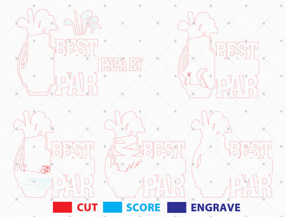 Best Papa By Par Laser Cut File | Golf Bag Decor | Layered Wooden Father’s Day Design | Glowforge, xTool, LightBurn, etc.