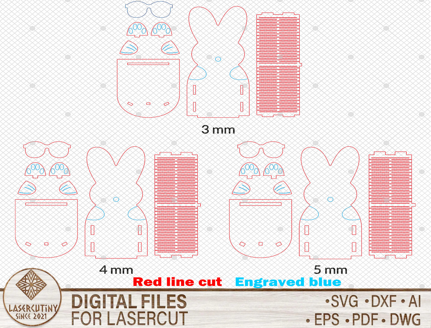 Easter Bunny Peeps Basket SVG Cute Bunny for Glowforge and xTool