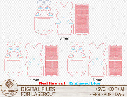 Easter Bunny Peeps Basket SVG Cute Bunny for Glowforge and xTool