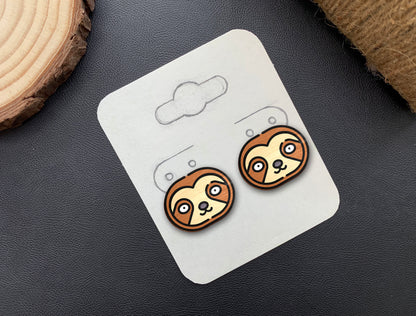 Sloth Stud Earrings SVG Laser Cut File for Glowforge and LightBurn