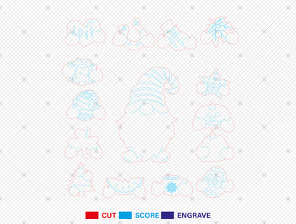 Interchangeable Gnome SVG Bundle Seasonal Laser Cut File for Glowforge