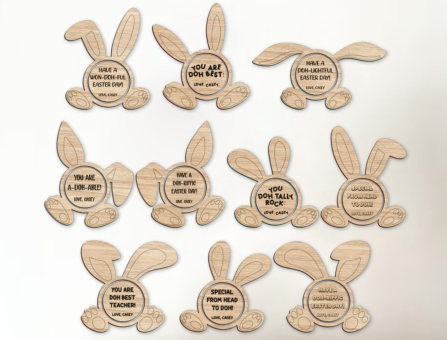 Funny Bunny Ear Tag Sign SVG Bundle 10 Easter Designs for Glowforge