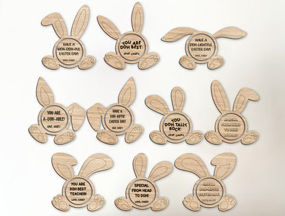 Funny Bunny Ear Tag Sign SVG Bundle 10 Easter Designs for Glowforge