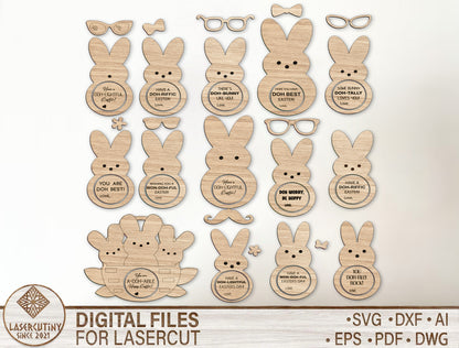 Easter Bunny Play Dough Circle Tag SVG Peeps Bunny for LightBurn and xTool