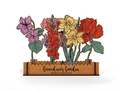 Birth Flower Garden Box SVG Bundle Floral Fence for xTool and LightBurn