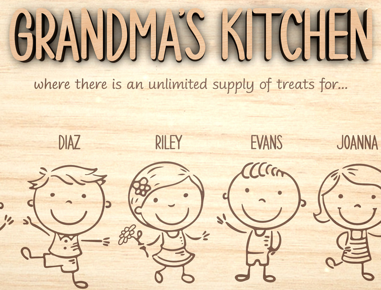 Grandma's Kitchen Stick Figure Family Sign SVG for LightBurn