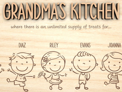 Grandma's Kitchen Stick Figure Family Sign SVG for LightBurn
