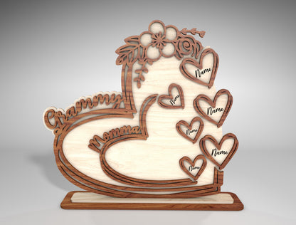 Personalized Mom Heart Floral Sign SVG for Glowforge and xTool