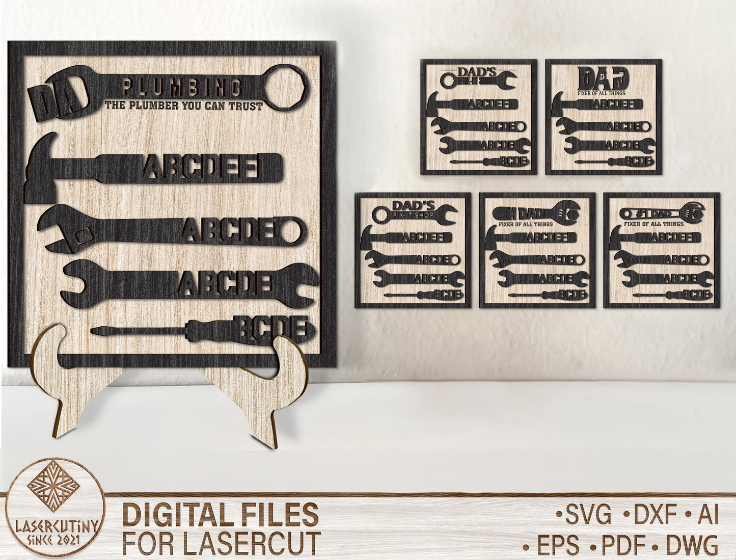 Personalized Dad Garage Tools Sign SVG for Glowforge and xTool