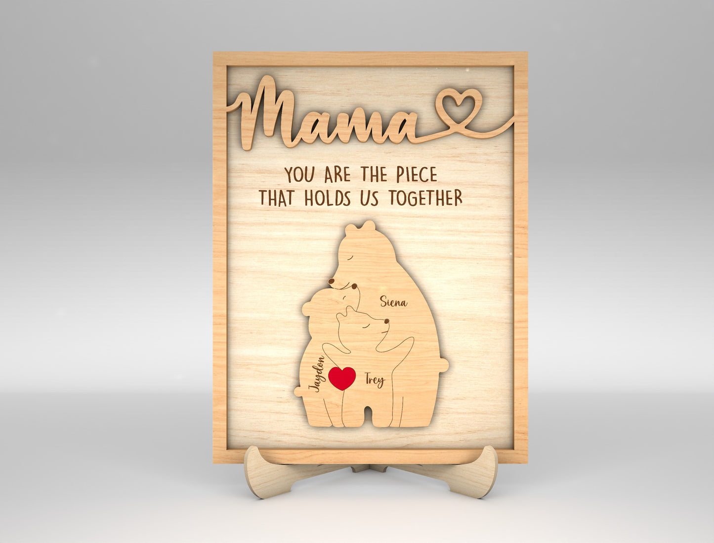 Mommy Bear Custom Name Family Sign SVG for xTool and Glowforge