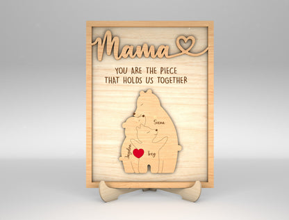 Mommy Bear Custom Name Family Sign SVG for xTool and Glowforge