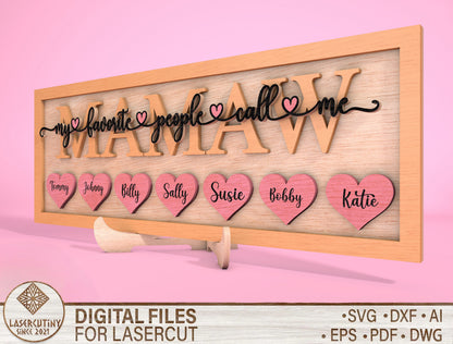 My Favorite People Call Me Mama Name Sign SVG for LightBurn and xTool