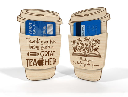 Teacher Appreciation Gift Card Holder SVG Bundle for Glowforge and xTool