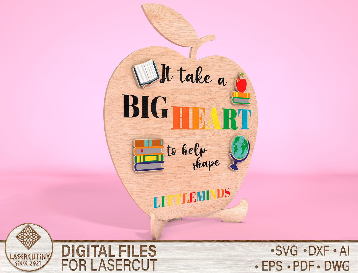 Teacher Tabletop Decor Laser Cut File for xTool and Glowforge