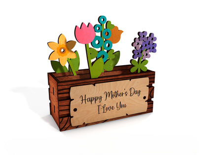Mother's Day Easter Flower Box SVG Standing Decor for LightBurn
