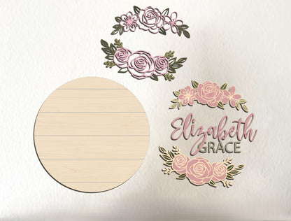 Flower Door Sign SVG File for Glowforge and LightBurn