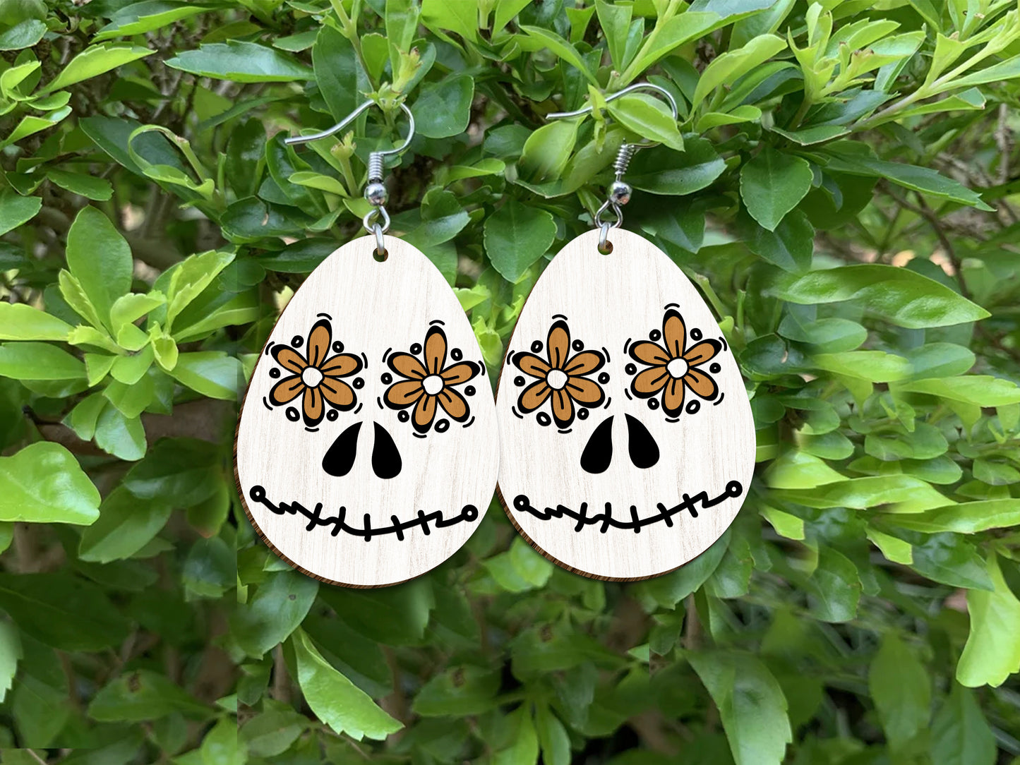 Easter Skull Egg Earrings SVG Floral Skull Easter for LightBurn and xTool