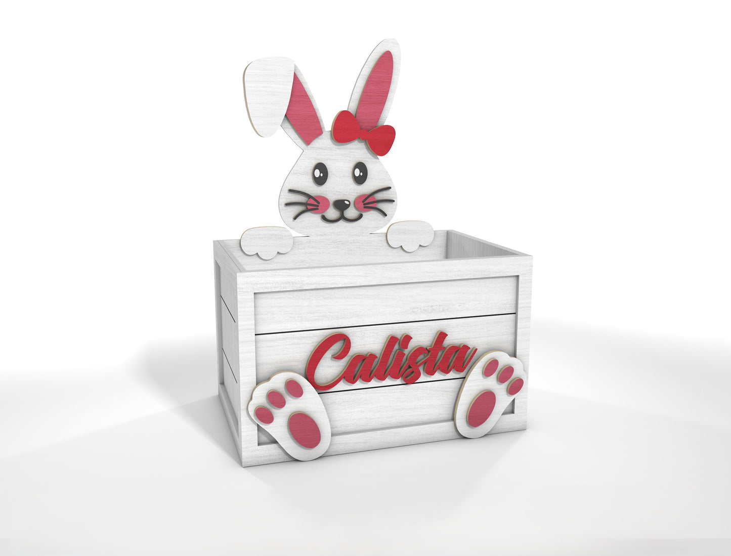 Personalized Easter Bunny Box SVG Bundle Wooden Basket for LightBurn and xTool