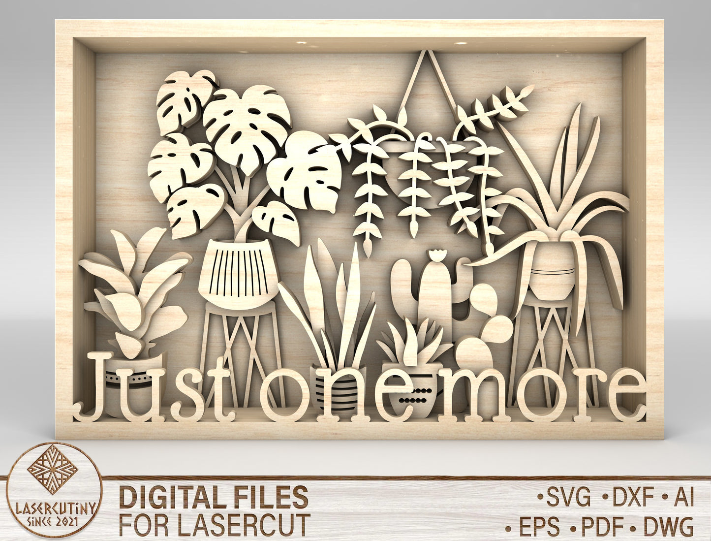 Plant Lover Shadow Box SVG Laser Cut File for Glowforge