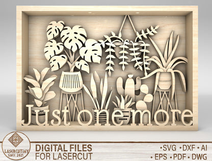 Plant Lover Shadow Box SVG Laser Cut File for Glowforge