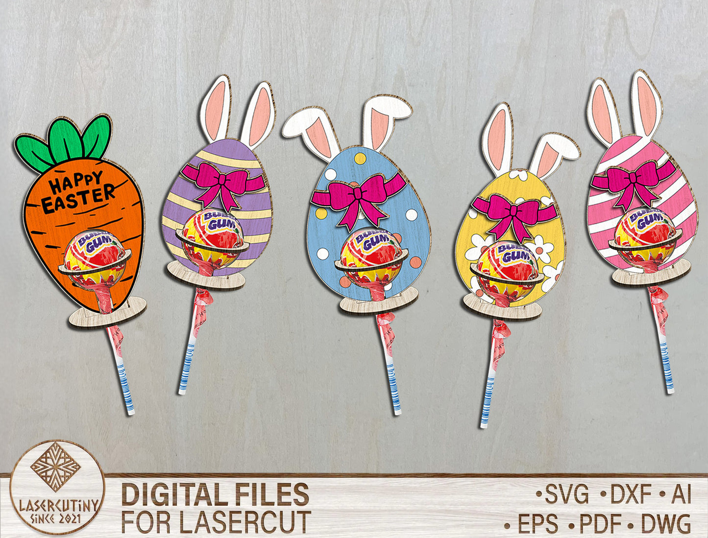 Easter Bunny Sucker Holder SVG Bundle 9 Candy Lollipop for LightBurn and xTool