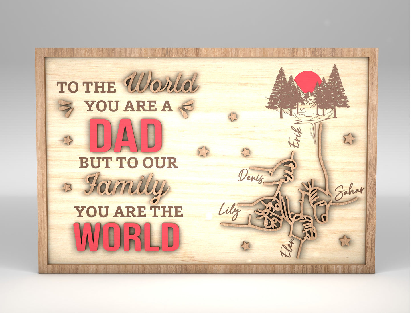 Personalized Dad Family Kids Hands Sign SVG Laser Cut File for LightBurn and xTool