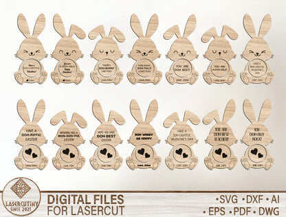 Easter Bunny Message Tag SVG Cute Bunny Note for Glowforge and xTool