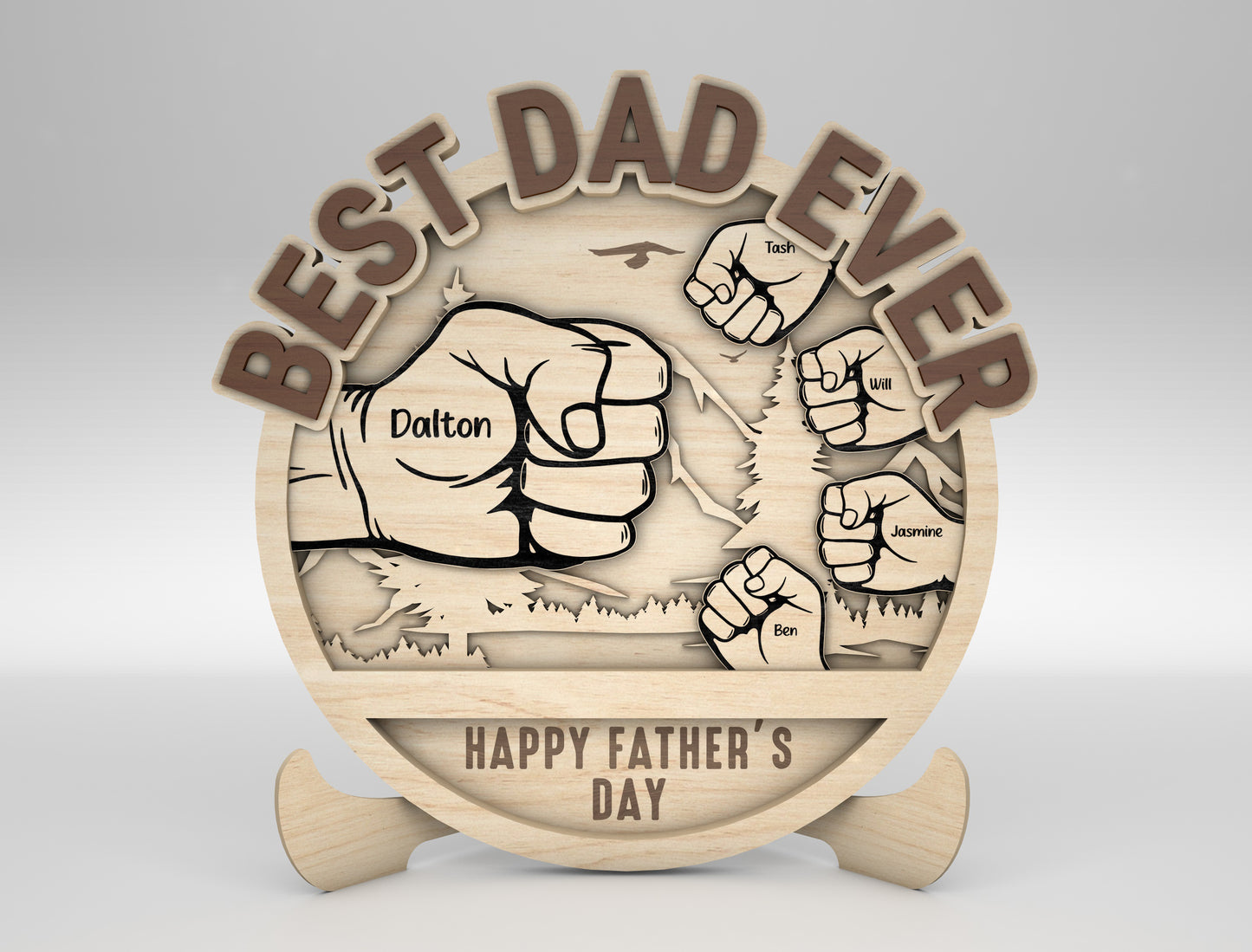 Personalized Best Dad Fist Bump Sign SVG Laser Cut File for Glowforge and xTool