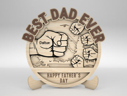 Personalized Best Dad Fist Bump Sign SVG Laser Cut File for Glowforge and xTool