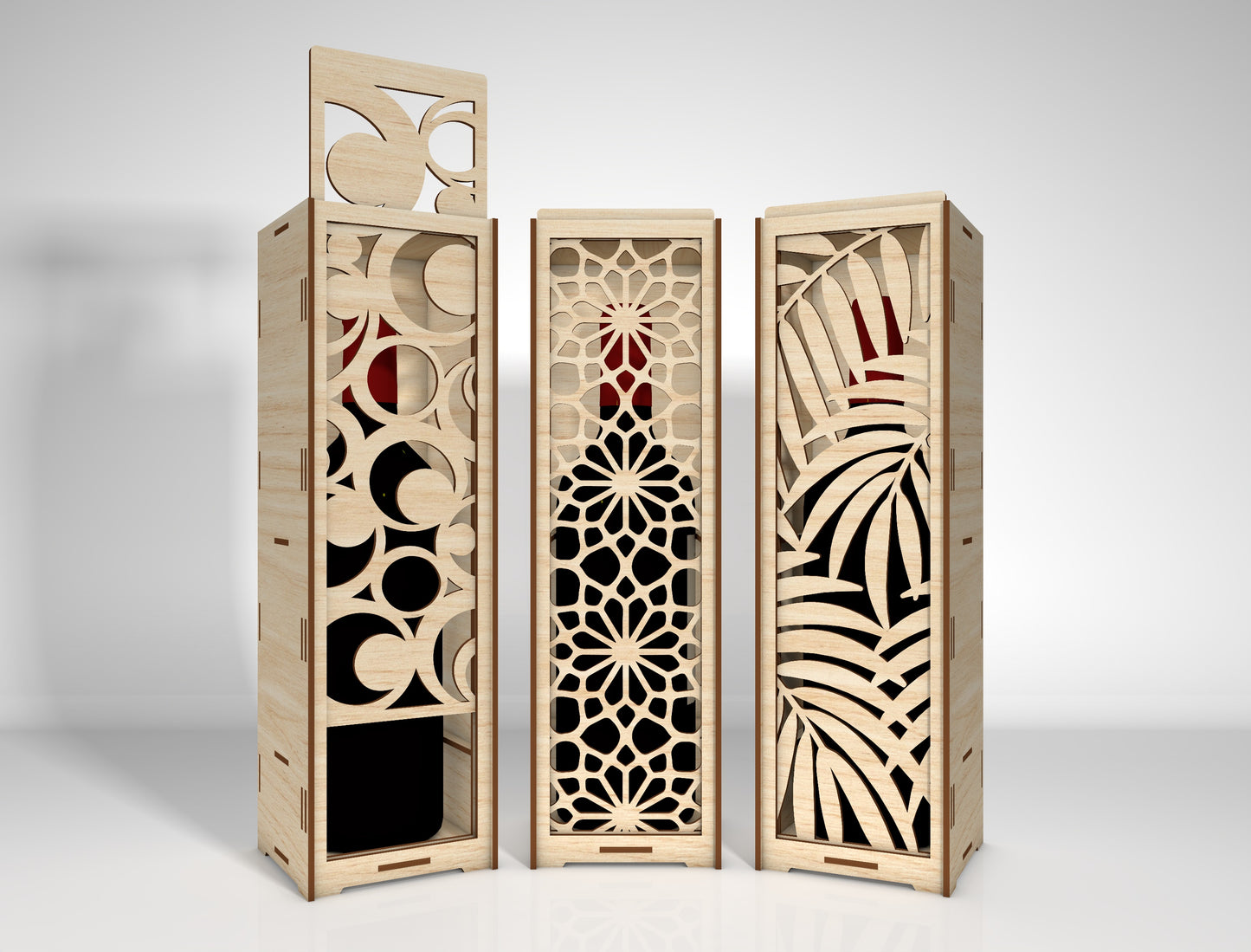 Wine Bottle Box Bundle SVG Laser Cut File for LightBurn and Glowforge