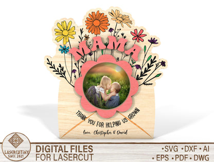 Floral Photo Magnet Mom Family SVG Bundle for Glowforge and xTool