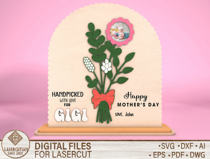 Handpicked With Love Floral Photo Frame SVG for Glowforge and xTool