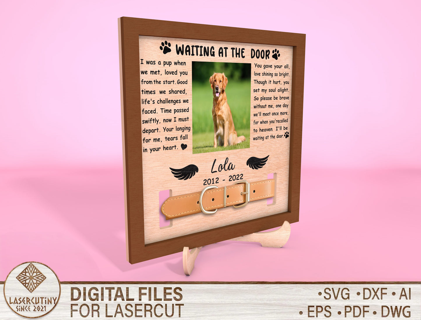 Waiting at the Door Dog Cat Photo Frame SVG  Laser Cut File for Glowforge and xTool