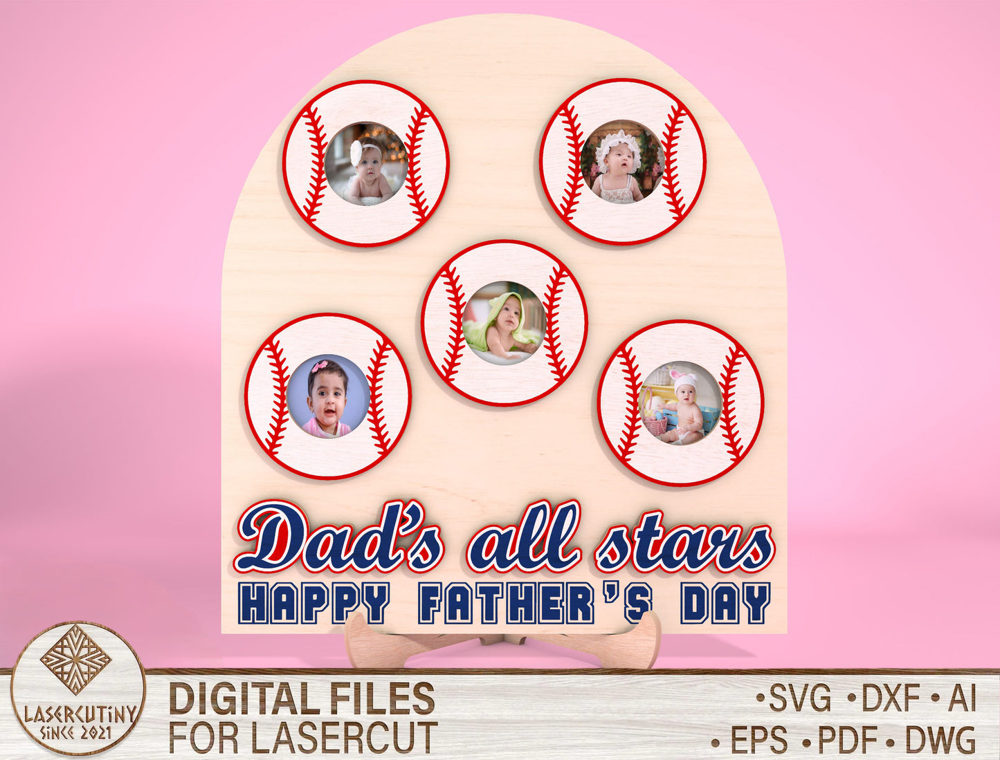 Personalized Baseball Dad Photo Sign SVG for Glowforge and xTool