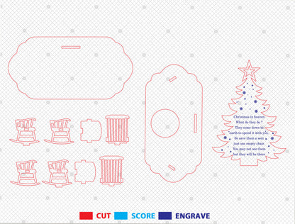 Personalized Christmas Tree Memorial SVG Laser Cut File for Glowforge xTool LightBurn