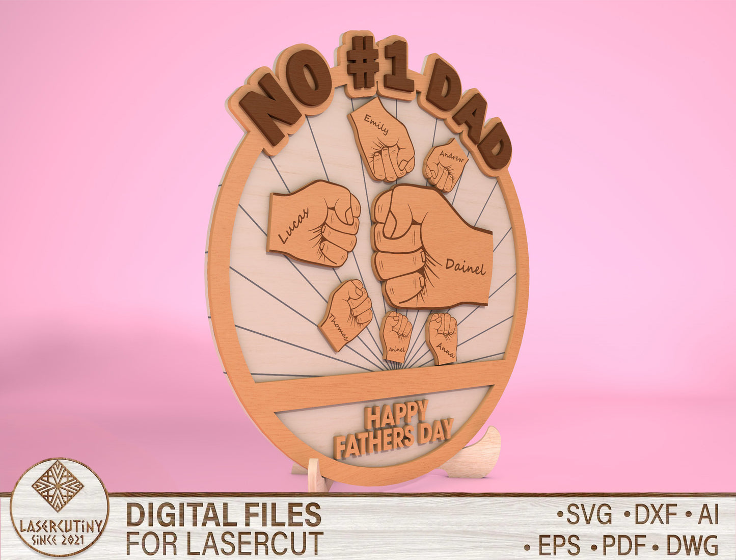 Personalized No 1 Dad Sign SVG Laser Cut File for Glowforge