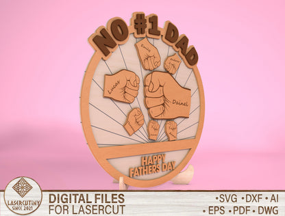 Personalized No 1 Dad Sign SVG Laser Cut File for Glowforge