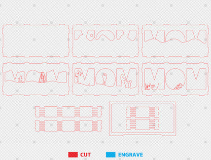 Mom and Son Layered Light Box Frame SVG for LightBurn and Glowforge