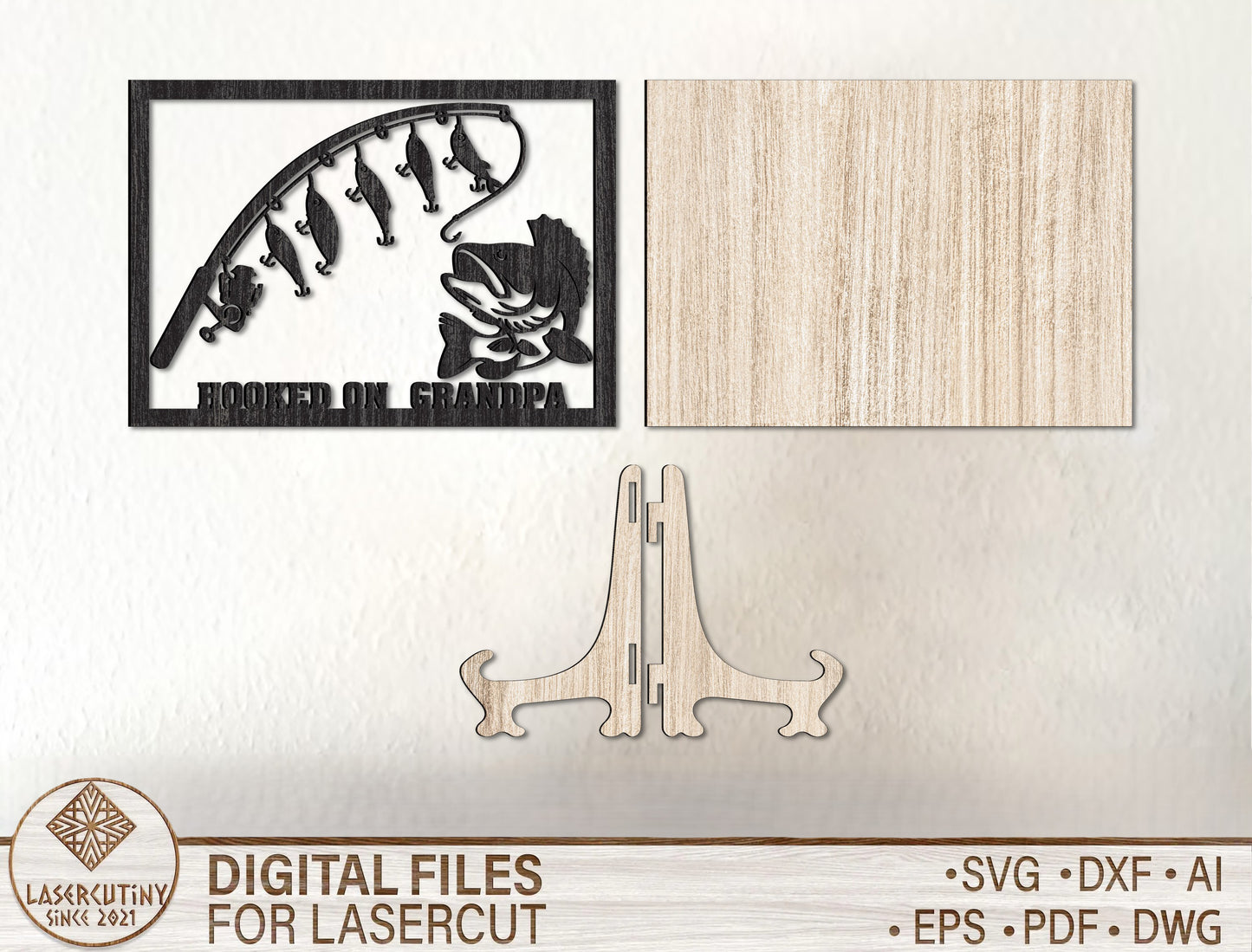 Personalized Fishing Dad Rustic Sign SVG for Glowforge and xTool