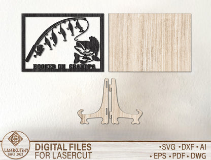 Personalized Fishing Dad Rustic Sign SVG for Glowforge and xTool
