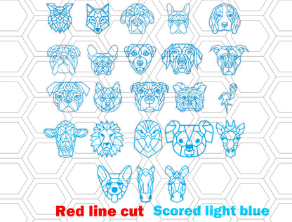 Geometric Animal Head Earring SVG Bundle for Glowforge and xTool