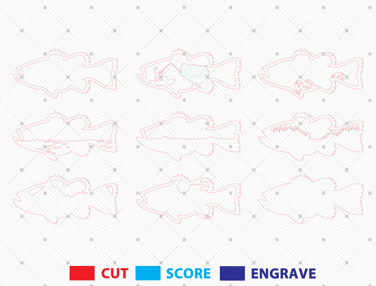 Fishing Multilayer Fish Sign SVG Laser Cut File for Glowforge and xTool