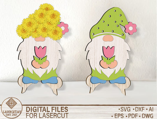 Gnome Flower Holder SVG Mother's Day Display for Glowforge