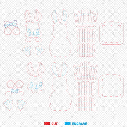 Easter Bunny Glasses Egg Holder SVG Cute Bunny for Glowforge and xTool